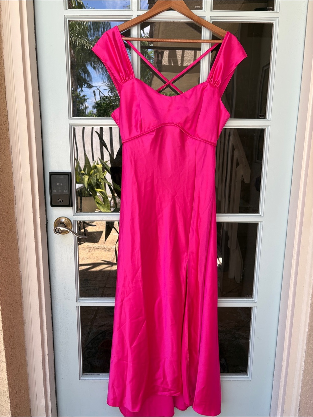 Fuchsia Maxi Dress with Crisscross Back
